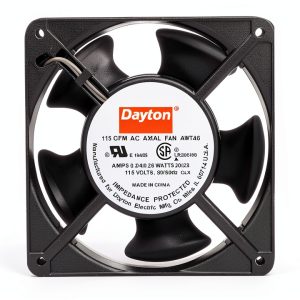 DAYTON 4WT46 115 VAC, Standard Square AXIAL Fan, 0.24 AMP, 4-11/16" Width, Replaces 4C550, 1-1/2" Depth, 3100 RPM, TERMINALS, 20 WATT, 4-11/16" Height-0