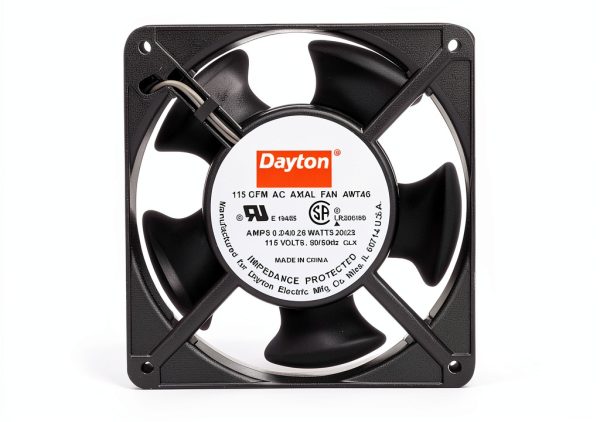 DAYTON 4WT46 115 VAC, Standard Square AXIAL Fan, 0.24 AMP, 4-11/16" Width, Replaces 4C550, 1-1/2" Depth, 3100 RPM, TERMINALS, 20 WATT, 4-11/16" Height-0