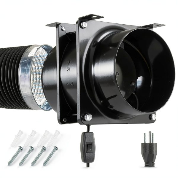 4inch Axial Fan Kit Moonjor – Exhaust Extractor with Switch, 119m³/h-3